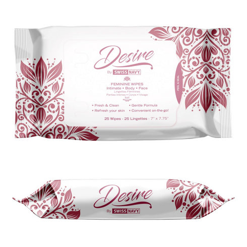 Swiss Navy Desire Unscented Feminine Wipes Pack 25